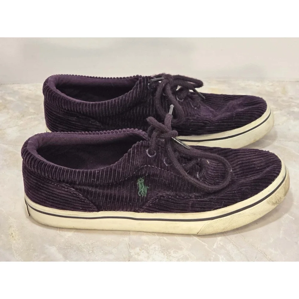 Ralph Lauren‎ Polo Kids Corduroy Sneakers Plum US 3 GUC Preppy 👟🟣